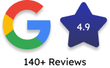 4.9 Stars on Google based on more than 140 reviews.